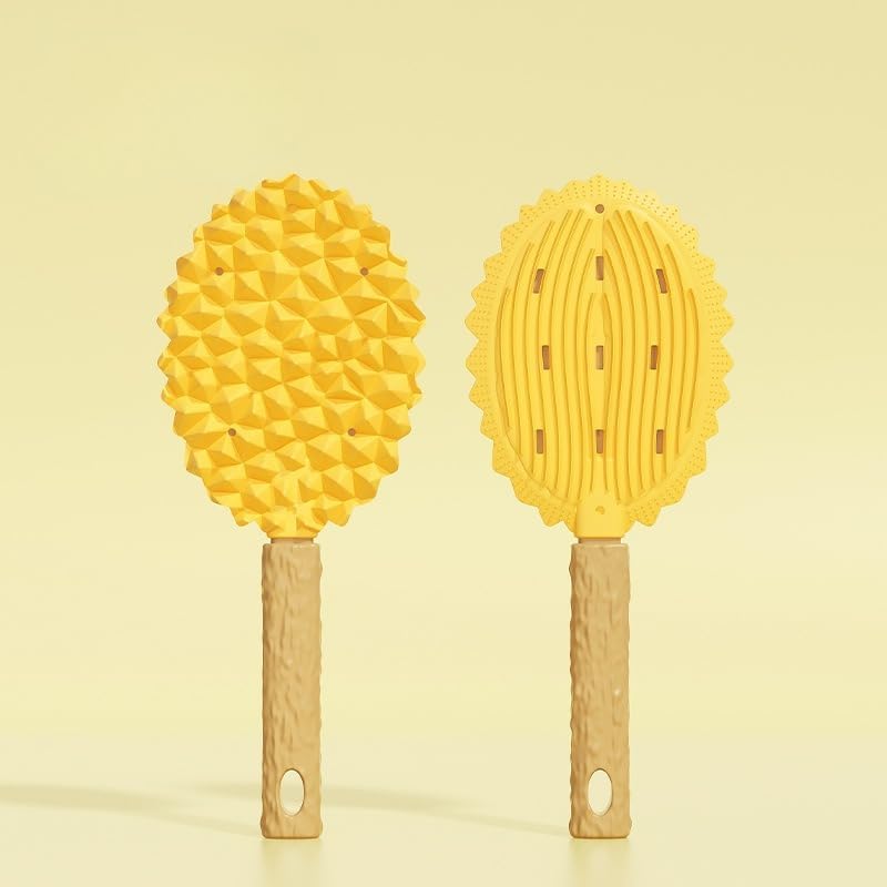 Cat Hair Removal Brush Dog Hair Removal Brush Comb Bath Massage Tool, Durian Shape, Silicone Mane (Yellow)