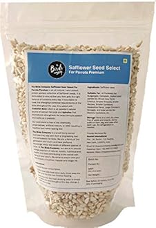 The Birds Company Premium Safflower Seed (Kusum dana) Select, Fortified with Spirulina, Bird Food for Conures, Lovebirds, Cockatiels, African Grey, Macaws, Cockatoo, 450 g