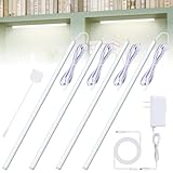 LED Display Lights Cold White, Strip Light Bars for Display Case with Memory Function, 4x12inch Bookshelf Lighting, LED Cabinet Lights for Shelf Showcase Bookshelf Kitchen Workbench