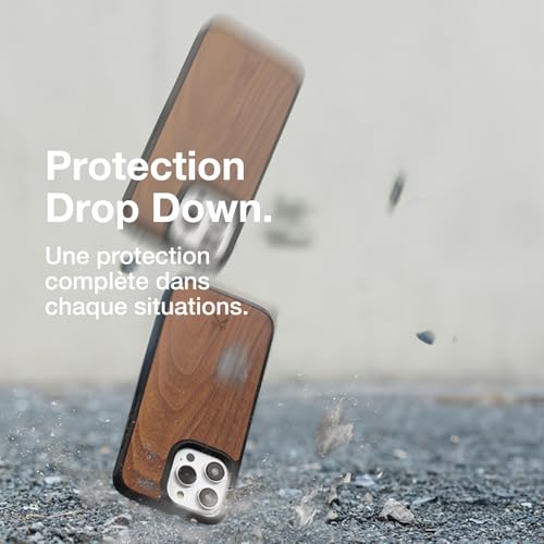 Bumper Case magnétique compatible iPhone 16 Pro Max coque bois noix - 2
