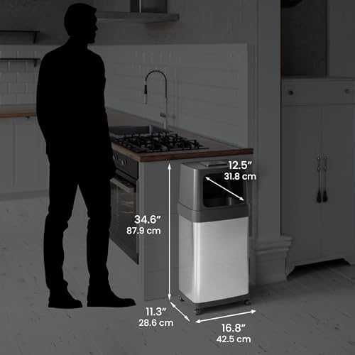 Image of iTouchless 18 Gallon Dual Push Open Trash Can with AbsorbX Odor Filter and Wheels, 68 Liter Swing Flip Doors Rectangular Stainless Steel Garbage Bin, Perfect for Restaurant, Business, Home Kitchen