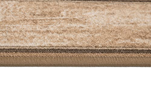 TAPISO Anti Rutsch Teppich Läufer rutschfest Brücke Meterware Modern Hellbraun Creme Streifen Meiliert Design Flur Küche Wohnzimmer Diele… – Ansicht 4