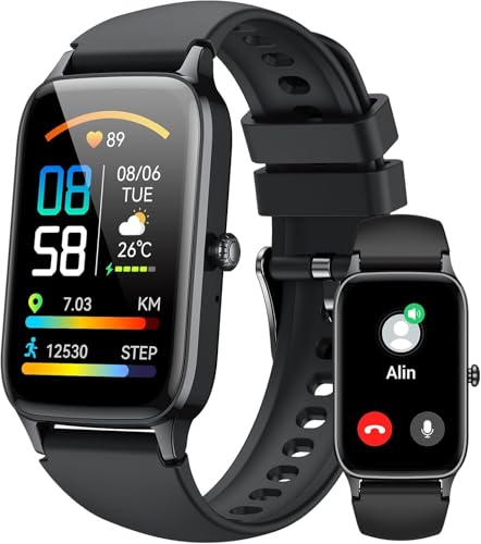 Dyurwa Smartwatch Uomo Donna con Effettua o Risposta Chiamate, Orologio Smartwatch Contapassi/Cardiofrequenzimetro/Sonno