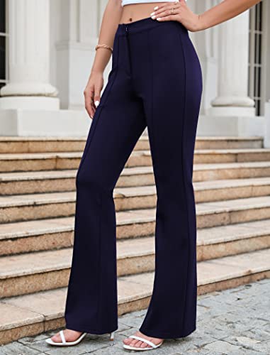 Famulily Women High Rise Tummy Control Flared Pants Zipper Up Stretch Pant for Dressy2