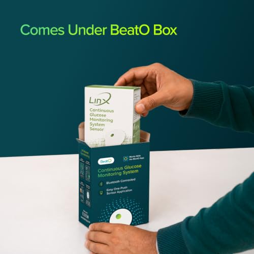 Image of LinX CGM By BeatO Smart Continous Glucose Monitoring I Real time Sugar Tracking I Bluetooth Enabled | 15-Day Sensor Life | IP68 | Easy one click use I Enhance your lifestyle & optimise diet | Pack of 1