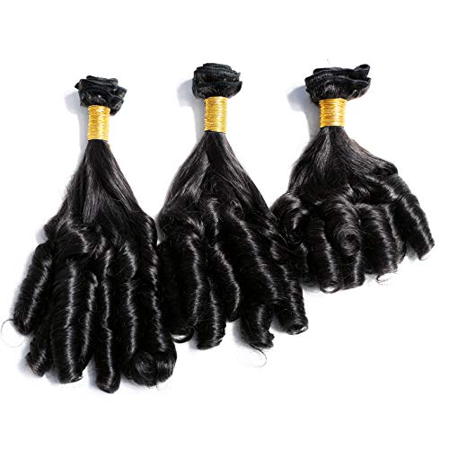 Funmi Curl 10A 3 Bundles Deal Real Virgin Raw Human Hair Unprocessed Weave Double Weft Natural Color (14" 16" 18", Black)