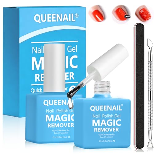 2 Pièces Dissolvant de Vernis à Ongles en Gel Paquet, Dissolvant Vernis Semi Permanent, Avec Lime À Ongle Et Pince À Cuticule, ne Blesse Pas les Ongles...