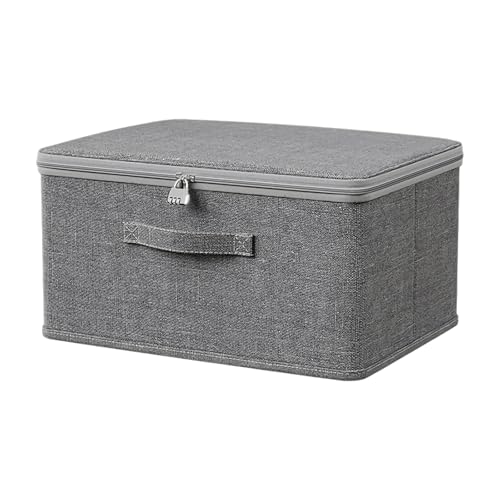 Doukesh Storage Box with Lock Storage Boxes With Lids Fabric Combination Lock Box Fabric Closet Organizer for Clothes Jeans T-shirts Quilts Sweater (30x20x14cm)