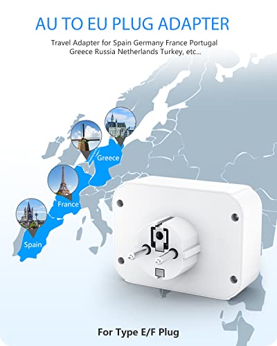 image for LENCENT AU to EU Euro Europe Plug Adapter with 2 Outlets 4 USB Charger