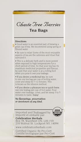 Celebration Herbals Organic Chaste Tree Berries Tea, 24 Bags