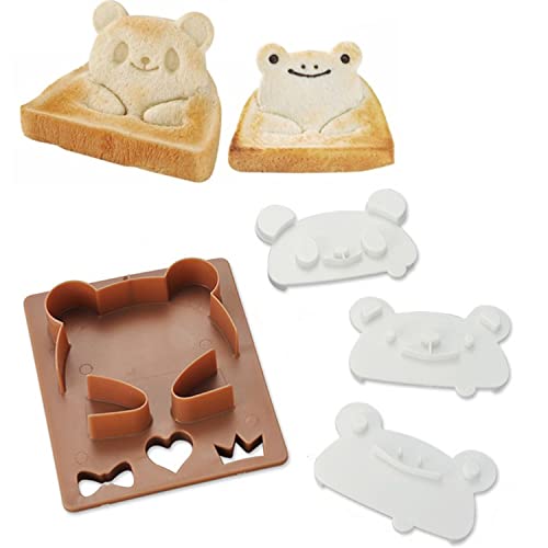Carino Sandwich Orso Face Mold Shaper Taglierina per pane con 3 Espressioni Sicuro FAI DA TE Stampo per alimenti Panda Stampo per pane Stampo per palline di riso Sandwich