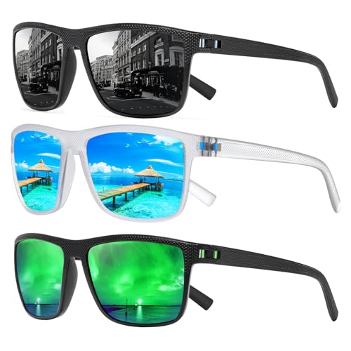 Image of Square Polarized Sunglasses for Men and Women Lightweight Frame Sun Glasses with UV Protection