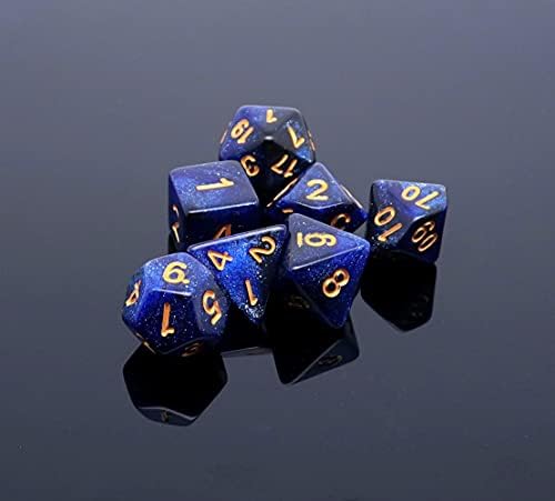 DND Dice Set Dark Blue Mix Black Nebula Dice for Dungeon and Dragons D&D RPG Role Playing Games 7Pcs Polyhedral Dice with Dice Bag - 1