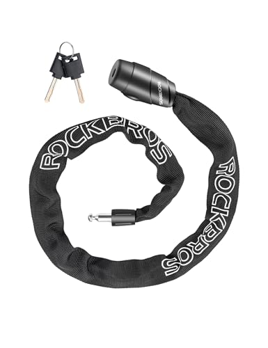 ROCKBROS Lucchetto Bicicletta Catena Antifurto in Acciaio 95cm/15.61mm con 2