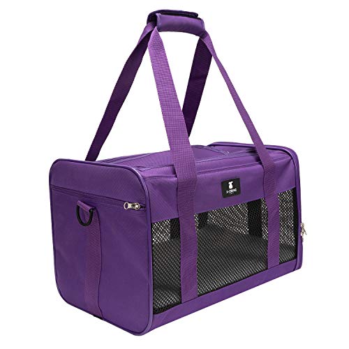 X-ZONE PET Airline Approved Soft-Sided Pet Travel Carrier for Dogs and Cats, Purple