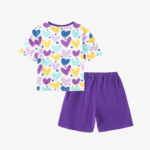Image of Yoxindax Tween Girls Summer 2-Piece Outfit Set - Crew Neck Short Sleeve T-Cherry Print Shorts 7-14Y Summer Clothes