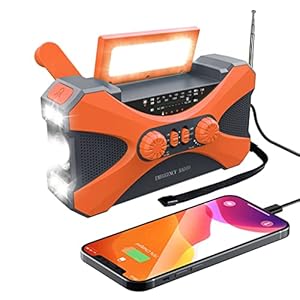 Emergency Weather Alert Radio, AM/FM/NOAA Weather Solar Handslingerradio met LED-zaklampen SOS Alarm Leeslamp USB-oplader Ideaal voor huishoudelijke en buitennoodgevallen (Color : Orange)