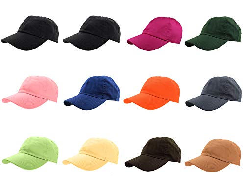 Image of Gelante Baseball Caps Hats 100% Cotton Plain Blank Adjustable Size Wholesale Bulk of 12 Pack