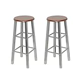 Material: acero vidaXL 2X Taburetes de Barra Acero y Asiento de MDF Marrón Sillas Altas de Bar