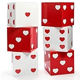 Tinlade 6 Pcs Casino Dice Boxes Party Decoration 7' Casino Night Dice Cardboard Boxes Table Top Centerpieces Valentine's Day Red White Gift Box Decor Las Vegas Party Decoration Game Night Supplies