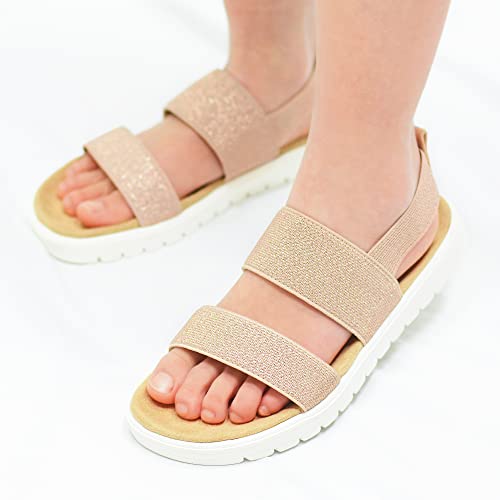 Image of Vonair Girls Rainbow Sandals Open Toe Elastic Back Strap Comfortable Summer Sandals with Soft Rubber Sole
