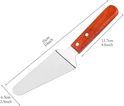 20 Packs Wood Handle Pizza Pie Server Stainless Steel Pizza Pie Server | Non Slip Triangular Spade Spatula for Pizza Cake Biscuit Baking