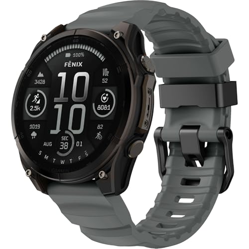 Image of Compatible with Garmin Fenix 7X Strap /Fenix 6X / Fenix 5X / Fenix 8 51mm,26mm Soft Silicone Sport Wristband Replacement Quickfit Bands for Tactix Delta,Fenix 3 /3 HR,Descent MK1 /Enduro