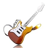 Vbnekose Fancy Fun Guitar Lighter, Refillable Adjustable Soft Flame Lighter, Novelty Keychain Butane Lighter, Unique Cool Men Vintage Lighters Fireplace Candles Camping BBQ (No Gas) (Yellow)