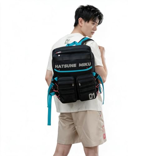 Image of Hatsune Miku Backpack, Neon Electronic Music Series, 20L Multi-functional Unisex Functional Style Travel & Commute Daypack