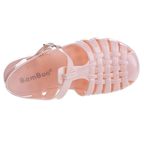 Bamboo Childrens Girl Suzy-02K Jelly Round Toe Fisherman Slingback Flat Sandals4