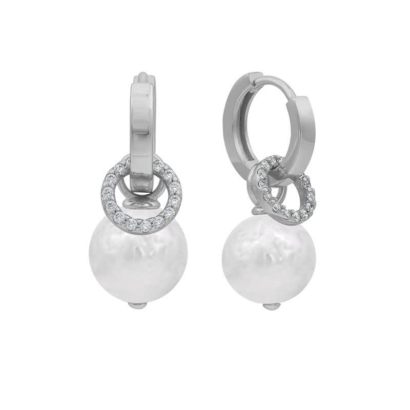 Boucles d'oreilles perles et moissanite en argent S925 et Or 14k CFWSHJ