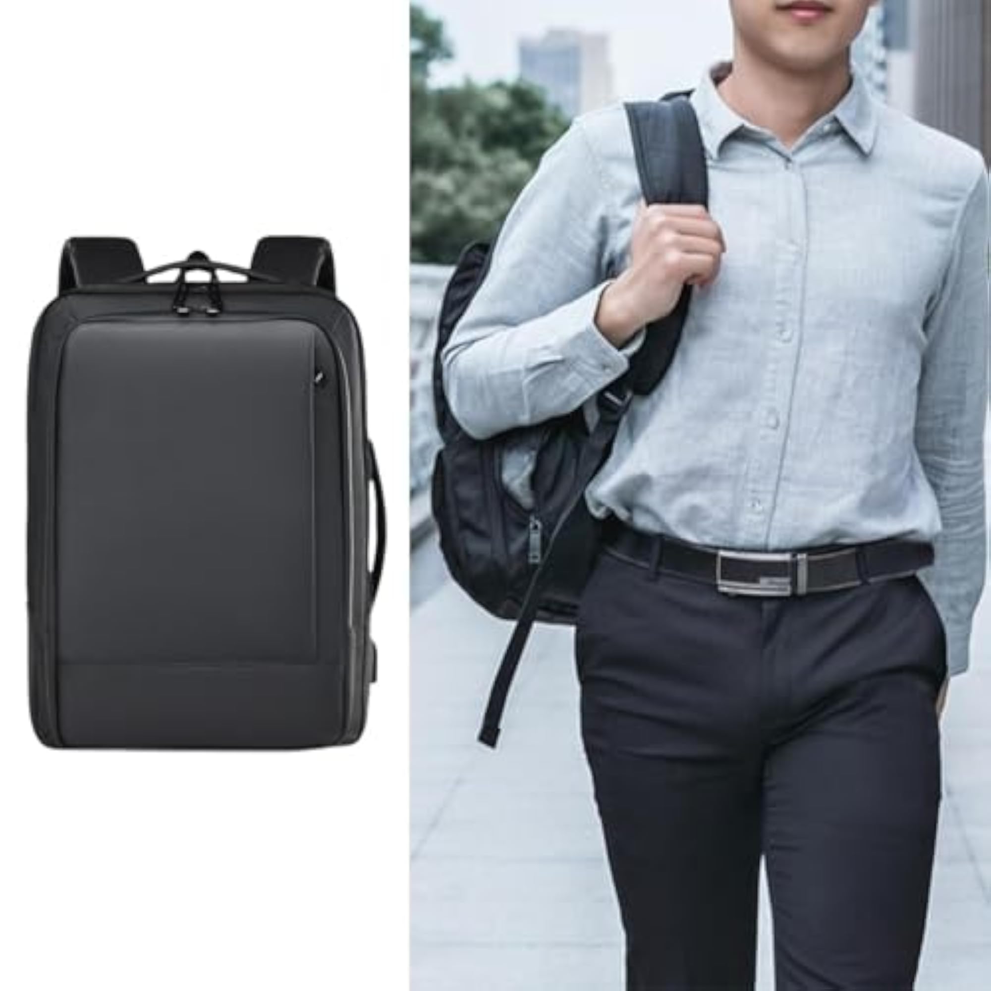 Men's Casual Pouch Laptop Backpack, Black