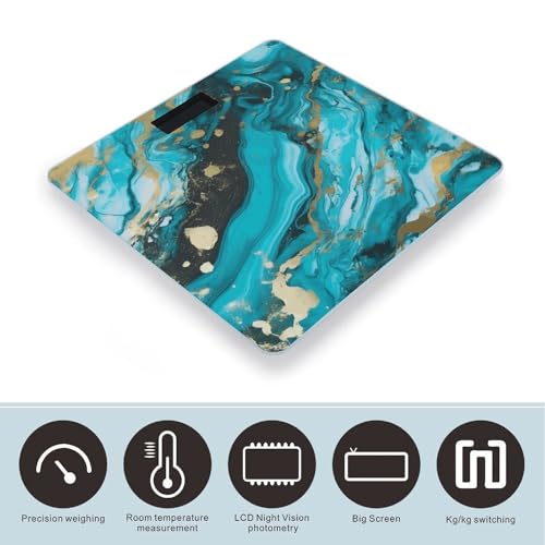 Báscula Digital de Baño Azul Turquesa Diseño Mármol miniatura 3