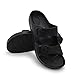 FUNKYMONKEY Women's Comfort Slides Double Buckle Adjustable EVA Flat Sandals (8 M US-Women, Black)