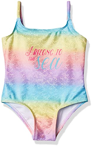 Kiko & Max Girls' One Piece Swimsuit Bathing Suit, Rainbow, 5