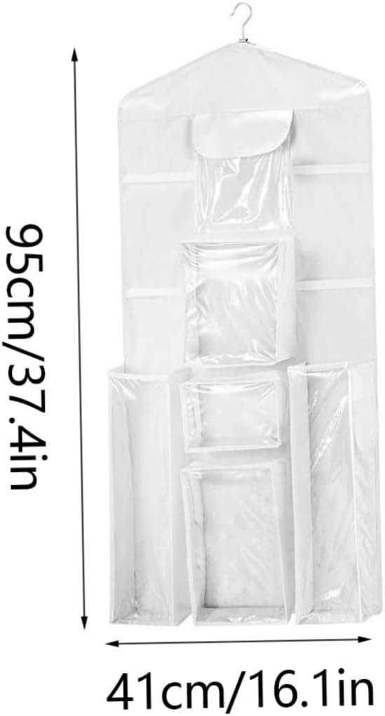Christmas Wrapping Paper Organizer 37.40x5.51 Inch, Large Capacity Wall Hanging, Double Sided Clear with 10 Pockets, Wrapping Paper Organizer