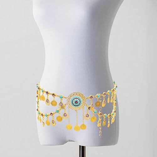 3x Metal Waist Chain Belt for Women, Waistband, Body Jewelry, Waist Belts, Fashion Belly Chain, Casual, Western Cowgirl Dress Belts for Costume, Jeans 7