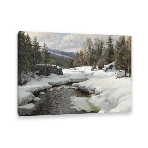 Peinture à l'huile Peder Monsted Aprildag med tobrud 110x80cm