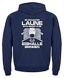 shirt-o-magic Eishockey: Schlechtgelaunt? Eishalle! - Kinder Hoodie -12/14 (152/164)-Marine-blau