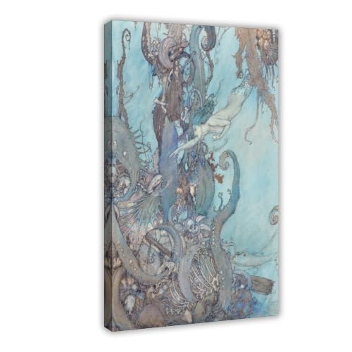 Poster Little Mermaid par Edmund Dulac - Décoration murale et impression sur toile suspendue