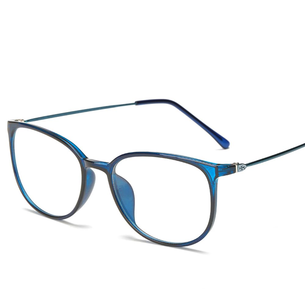 Clear Lens Glasses Men Women Round Plain Lense Glasses TR90 Retro Glasses Plastic Eyeglasses Lightweight Glasses Anti Eye Fatigue Glasses with Metal Hinges for Reading Computer Glasses Eyeglasses