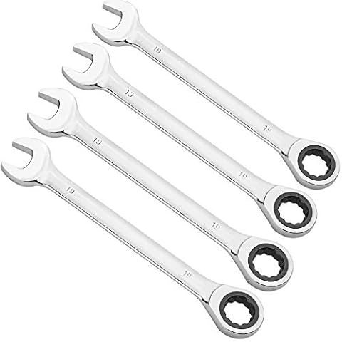 KINJOEK 4 PCS 19mm 12PT Ratchet Wrench, Metric Ratcheting Wrench Set with 5° Movement and 72 Teeth for Projects with Tight Space Cover