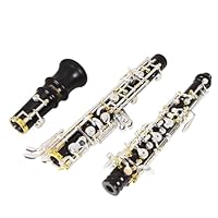 Oboe Professional Level Ebenholzkorpus versilbert halbautomatisch C-Ton mit Rohrblatt,Reinigungstuch,Oboentupfer,Puderpapier,Absorberpapier,Daumenauflage,Schraubendreher,Handschuhe,Koffer