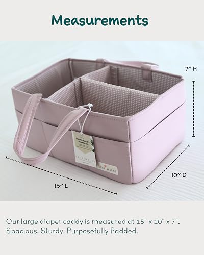 Image of Lily Miles Baby Diaper Caddy Organizer, Wipeable Diaper Organizer Basket with 8 Pockets for Newborn Essentials, Baby Shower Gifts, Nursery Tote Bag for Changing Table or Car (Rosy Lilac, Large)