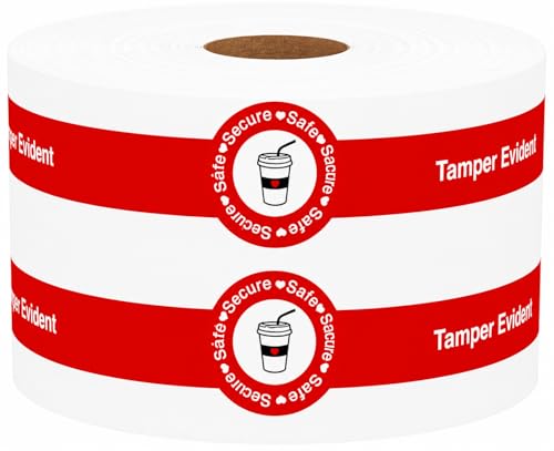 Tamper Proof Stickers 500 Pcs 1"x9" Red - Seals for Drink Lids, Delivery