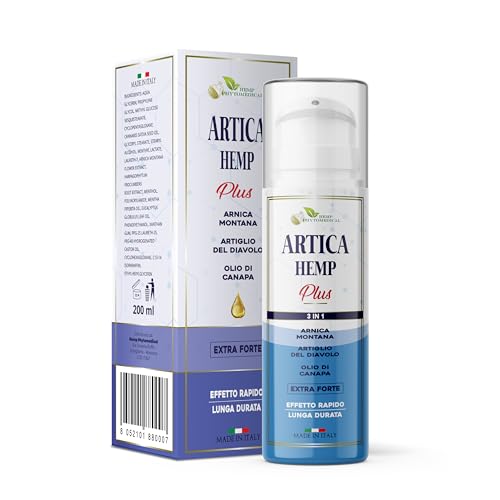 HEMP PHYTOMEDICAL Artica Hemp Plus. Crema Extra Fuerte para Músculos y Articulaciones. Con Árnica, Harpagofito y Aceite de Cáñamo. 200 ml