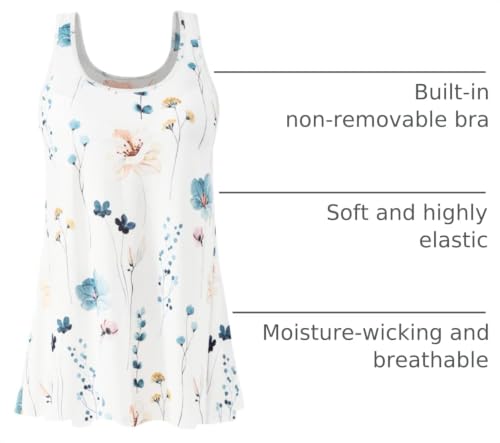 Image of Air Curvey Tank Tops for Women Build in Bra Casual Flowy Tank Pleated Loose Fit S-XXXXL