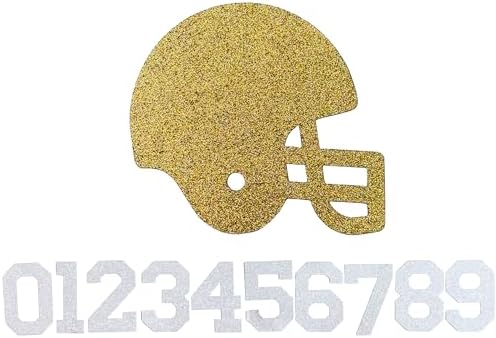 2 Count 6" Glitter Helmet Cut Outs with 2" Numbers Homecoming Mum (Green w/Silver Letters) image 4