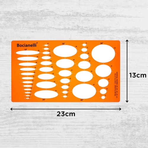 Ellipsenschablone für Technisches Zeichnen - Ellipse Zeichenschablone 10 20 30 40 50 Grad - Technische Zeichenschablone für Student Ingenieur Architekt Grafikdesigner - Schablone Ellipsen