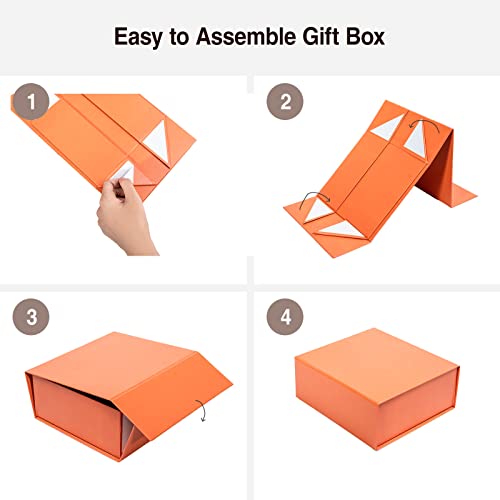 Image of Rsgift Orange Graduation Gift Boxes, 7.8x7x3.1Inches with Lid, Packaging Gift Boxes for Valentines Day, Birthday, Christmas